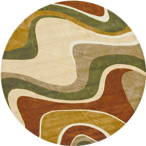 Handtufted Ackworth Beige/ Rust Rug (7'10 Round) Free Shipping Today 11407651