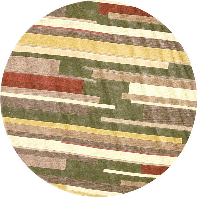 Hand tufted Ackworth Olive/ Gold Rug (710 Round)