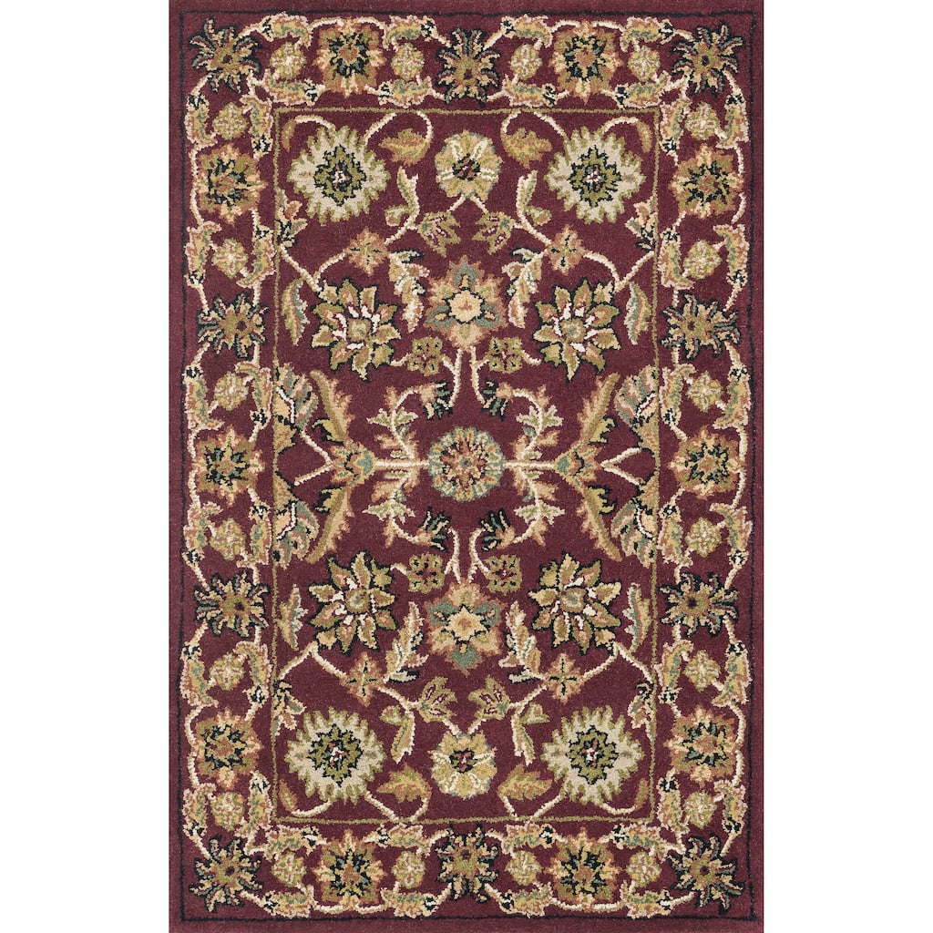 Hand-tufted Mason Red/ Light Blue Wool Rug