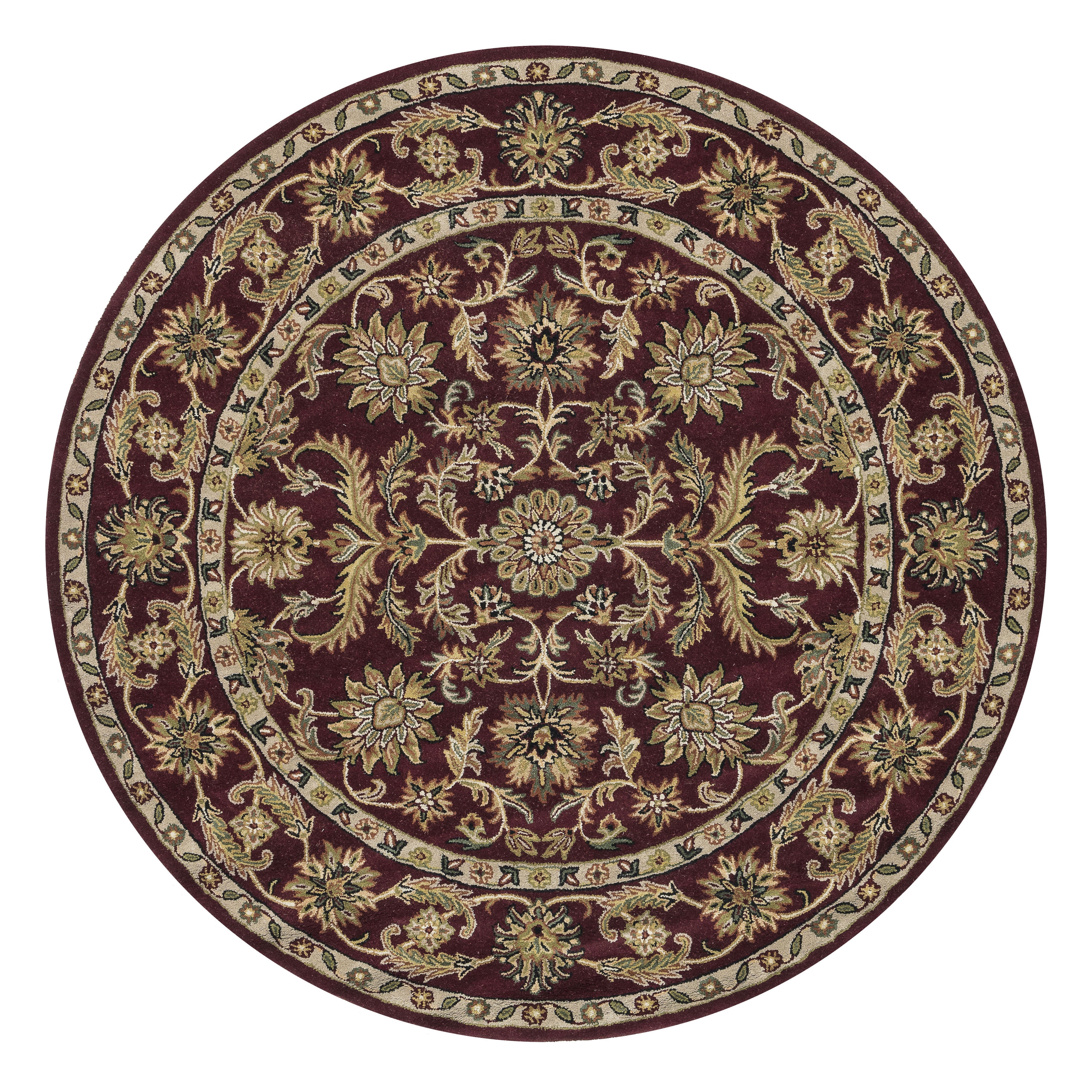 Hand tufted Mason Red/ Light Blue Wool Rug (8 Round)