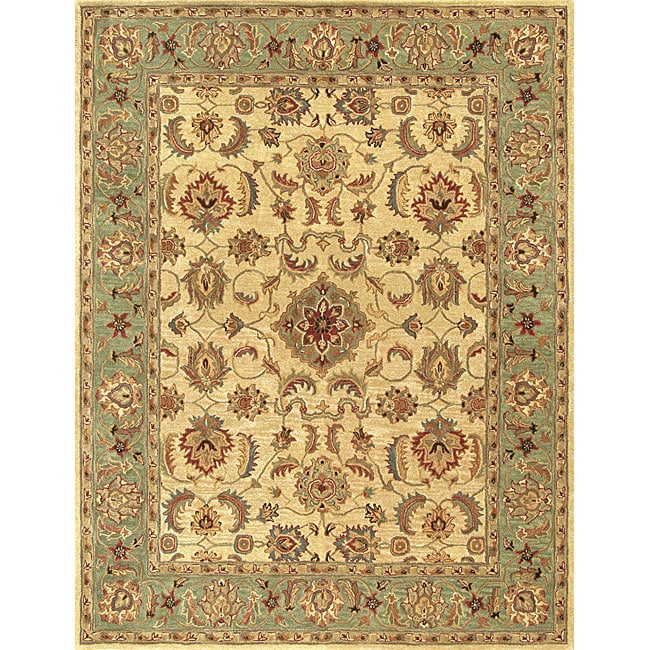 Hand tufted Mason Beige/ Green Wool Rug (5 X 76)