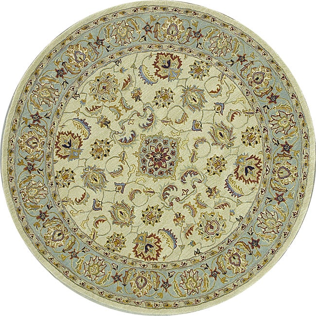 Hand tufted Mason Beige/ Green Wool Rug (8 Round)