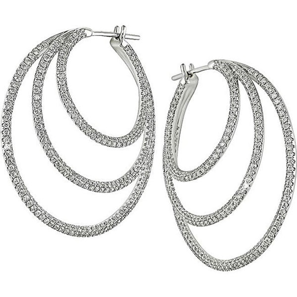 Miadora 18k White Gold 2 1/3ct TDW Diamond Hoop Earrings  