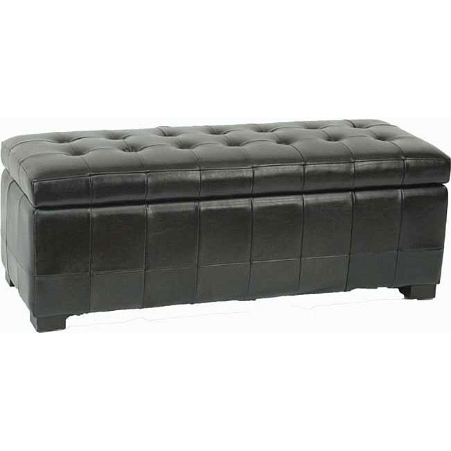 York Bonded Leather Black Storage Ottoman Bench By Christopher Safavieh Large Black Manhattan Storage Bench - York Bonded Leather Black Storage Ottoman Bench By Christopher