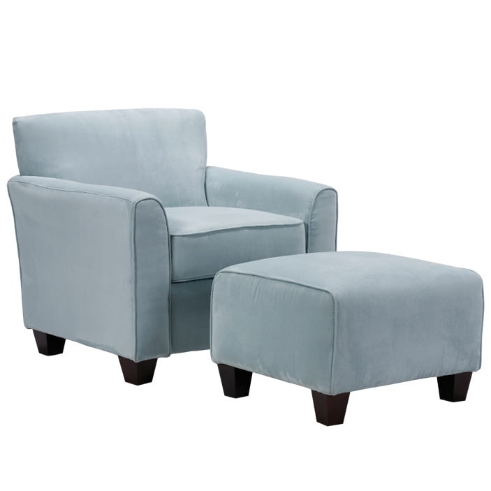 Portfolio Park Avenue Sky Blue Hand tied Accent Chair And Ottoman