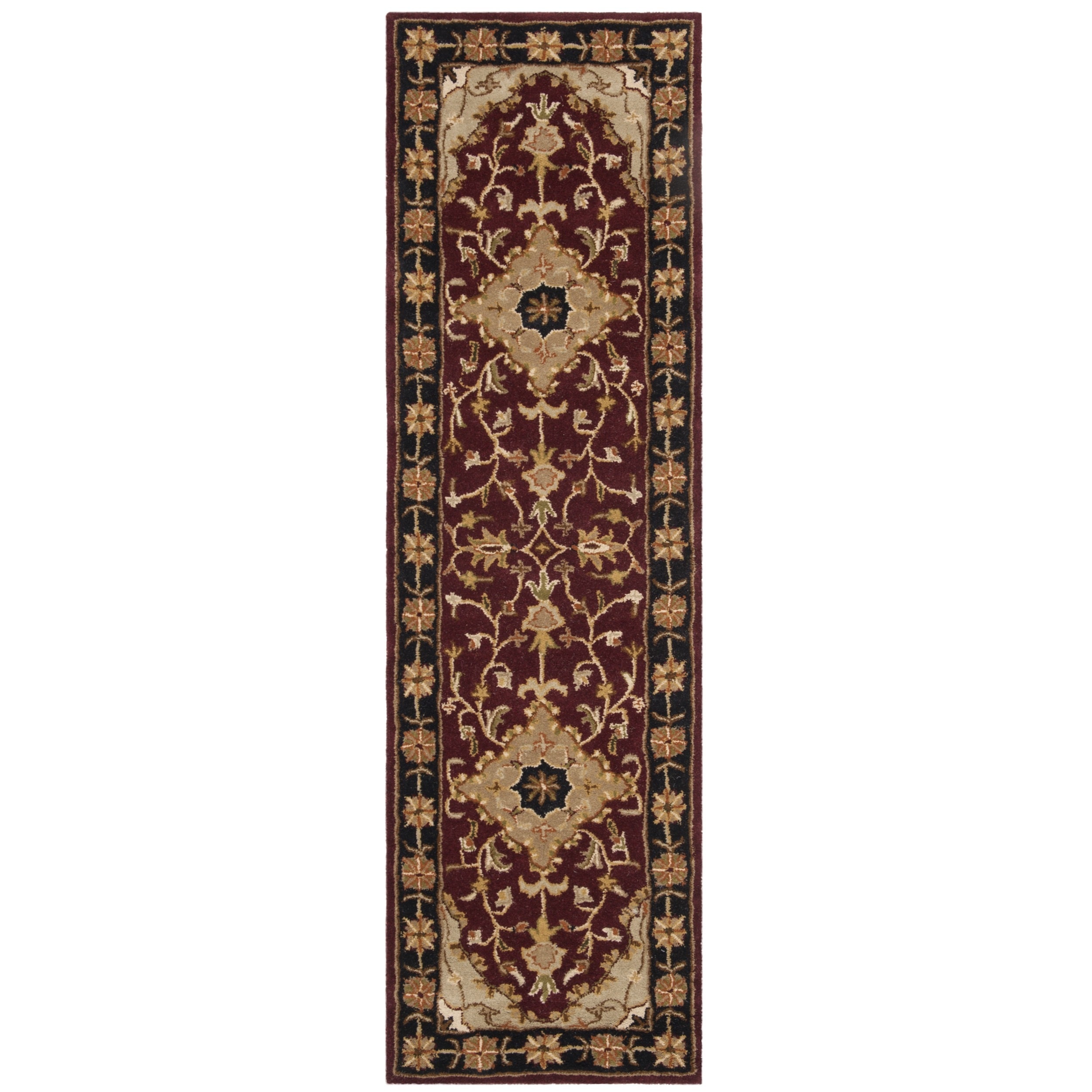 Handmade Heritage Tabriz Red/ Black Wool Runner (23 X 14)