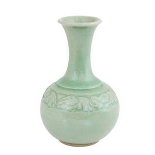 'Traveling Elephants' Celadon Vase