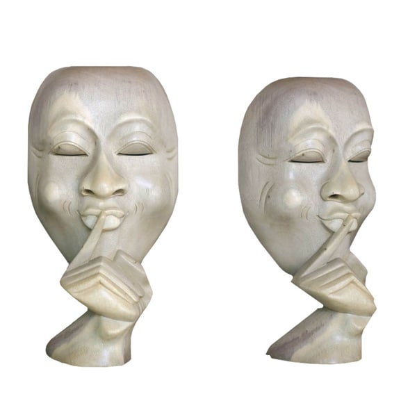 Quiet Moment Mask Face in Hand Sculpture Modern Art Deco Statue 20/" OVERSTOCK