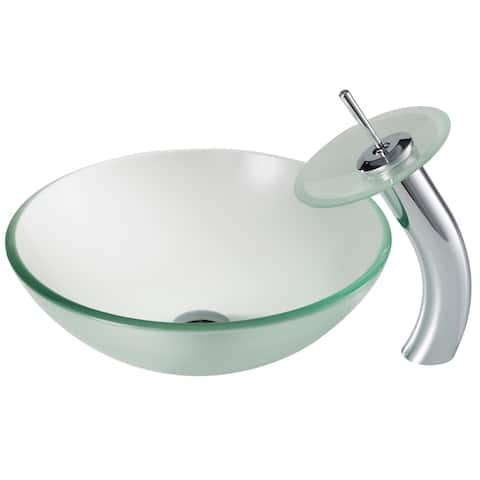 Kraus Glass Vessel Sink, Bathroom Faucet, Pop Up Drain, Mounting Ring