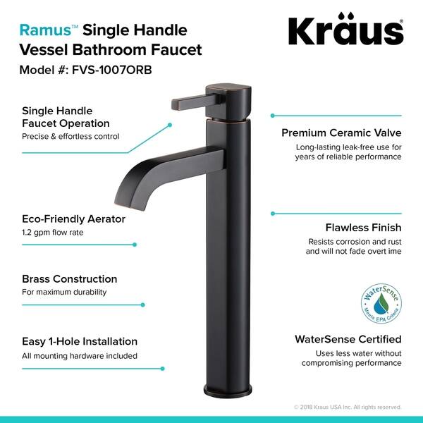 Shop Kraus Fvs 1007 Ramus Single Hole 1 Handle Bathroom Vessel