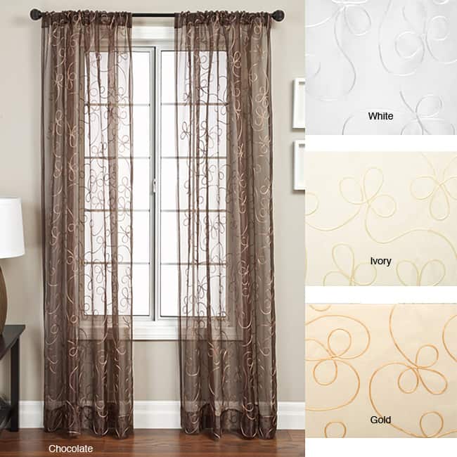 Softline Angela Ribbon Embroidered 120-inch Curtain Panel - 56 x 120
