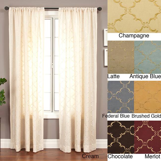Medici Trellis Embroidered 84-inch Curtain Panel - 55 x 84