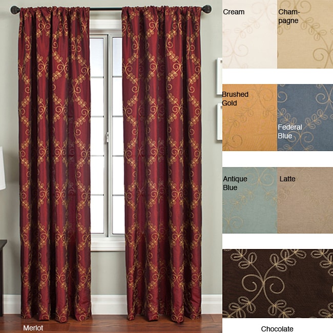 Renzo Chain Stitch Faux Silk 84-inch Curtain Panel - 55 x 84