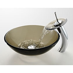 Kraus Clear Brown Glass Vessel Sink and Faucet Kraus Sink & Faucet Sets