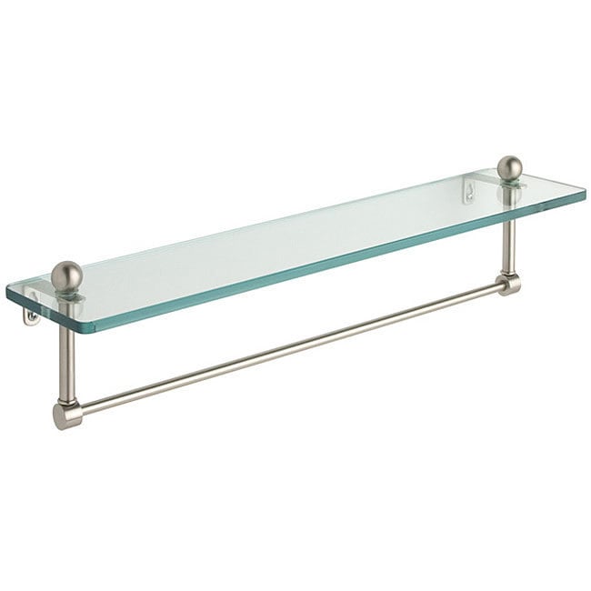 Glass 16-inch Bathroom Shelf with Towel Bar 16