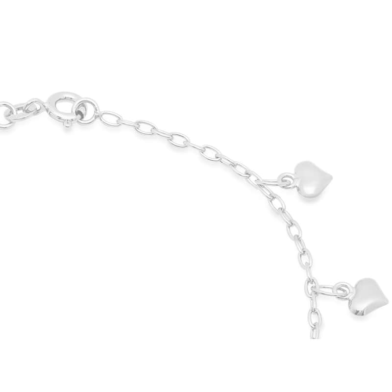 Sterling Silver Dangling Heart Anklet by Roberto Martinez