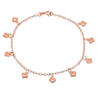 Sterling Silver Dangling Heart Anklet by Roberto Martinez