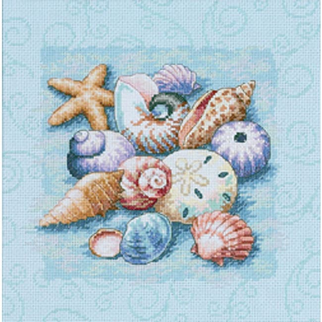 Shells on Blue Counted Cross Stitch Kit - Overstock Shopping - Big ...