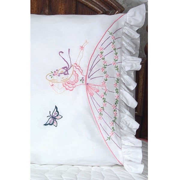 Daisy Monogram Pillowcase Pair Stamped Embroidery  20X30