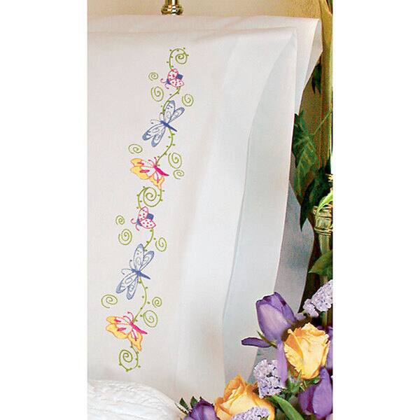 Butterflies Stamped Embroidery Pillowcases (Set of 2) Overstock 3344088