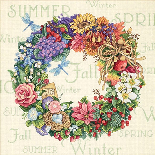 Wreath Of All Seasons Counted Cross Stitch Kit