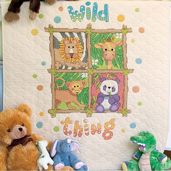 Baby Hugs 'Wild Thing' Quilt Stamped Cross Stitch Kit - Bed Bath