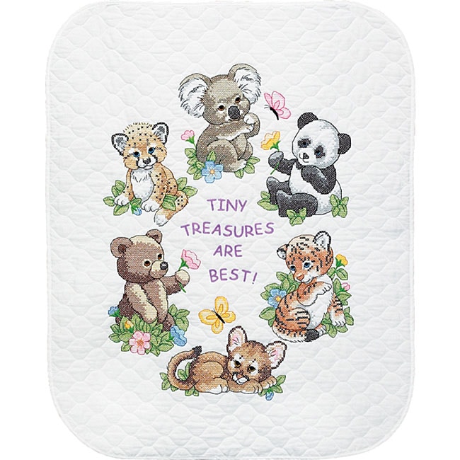 Baby Hugs Baby Animals Quilt Stamped Cross Stitch Kit