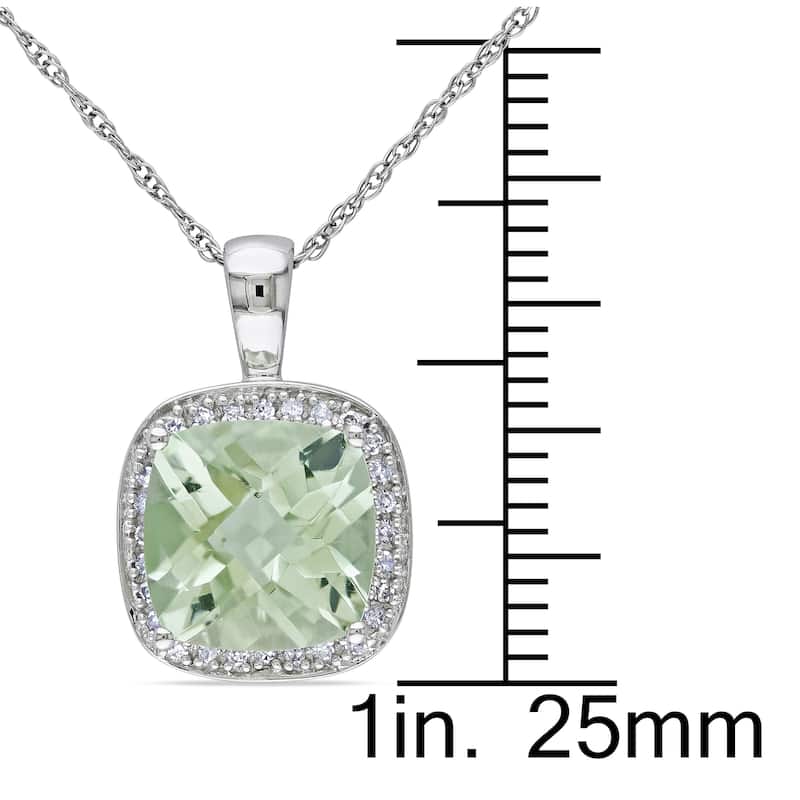 Miadora 10k Gold Green Amethyst and 1/10ct TDW Diamond Necklace (I-J, I1-I2)
