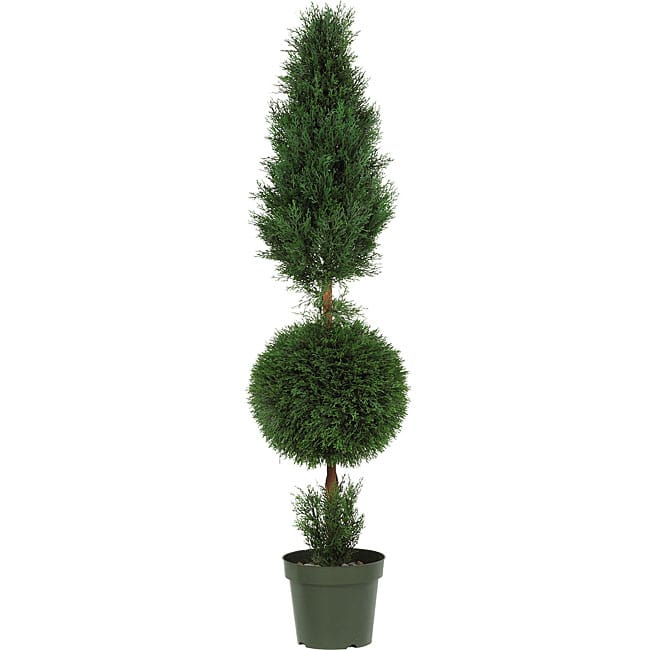 Indoor/ Outdoor Silk Cypress Ball and Cone Tree