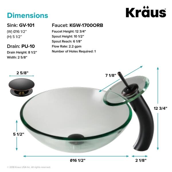 Shop Kraus 4 In 1 Bathroom Set C Gv 101 12mm 10 Clear Glass Vessel