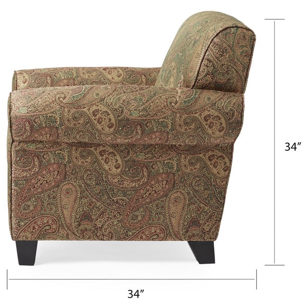 dimension image slide 2 of 3, Copper Grove Bernsdorf Hand-tied Paisley Arm Chair and Ottoman Set