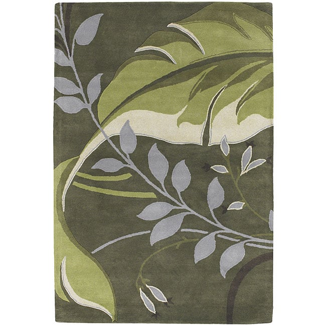 Artist's Loom Hand-tufted Transitional Floral Wool Rug (5'x7'6) - 5' x 7'6