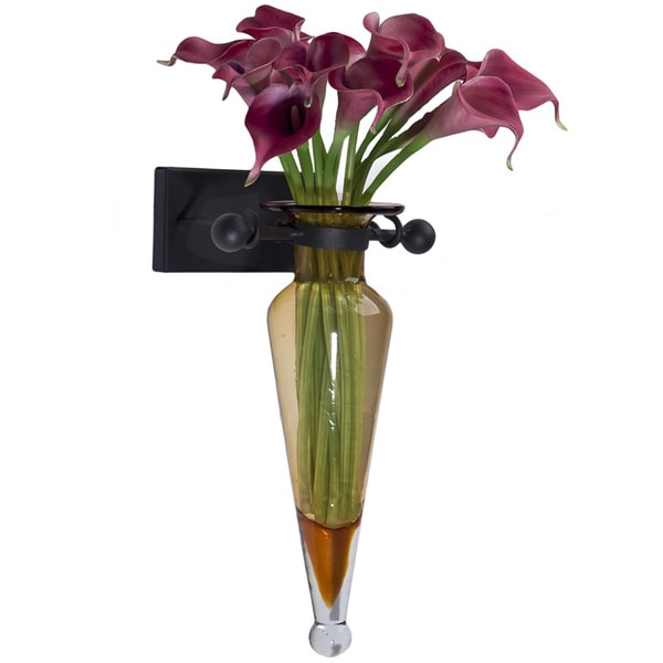 Amber Amphora Vase with Iron Sconce