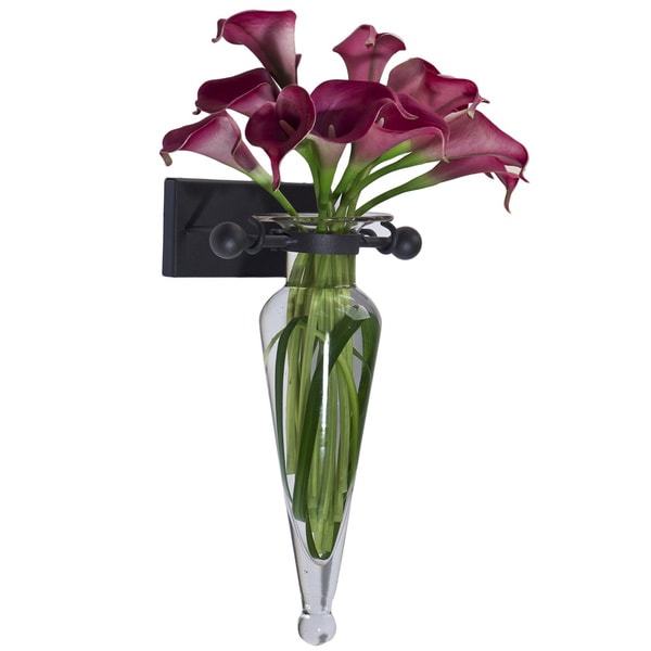 Metal Stand Glass Cylinder Vases (Set of 2)