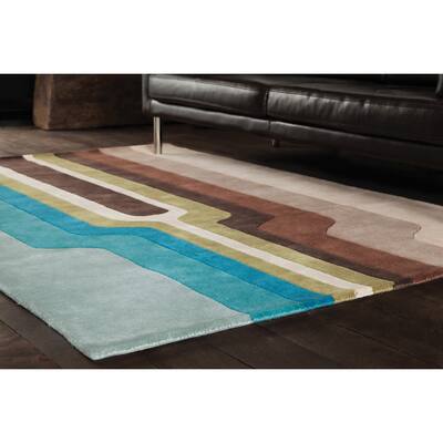 Artist's Loom Hand-tufted Contemporary Geometric Wool Rug (7'9x10'6) - multi - 7'9 x 10'6