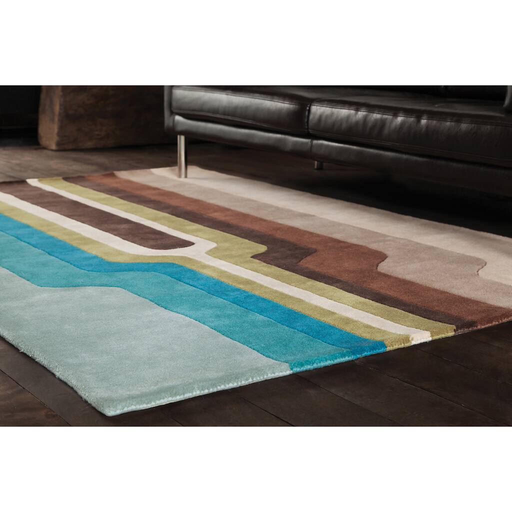Artist's Loom Hand-tufted Contemporary Geometric Wool Rug (7'9x10'6) - multi - 7'9 x 10'6