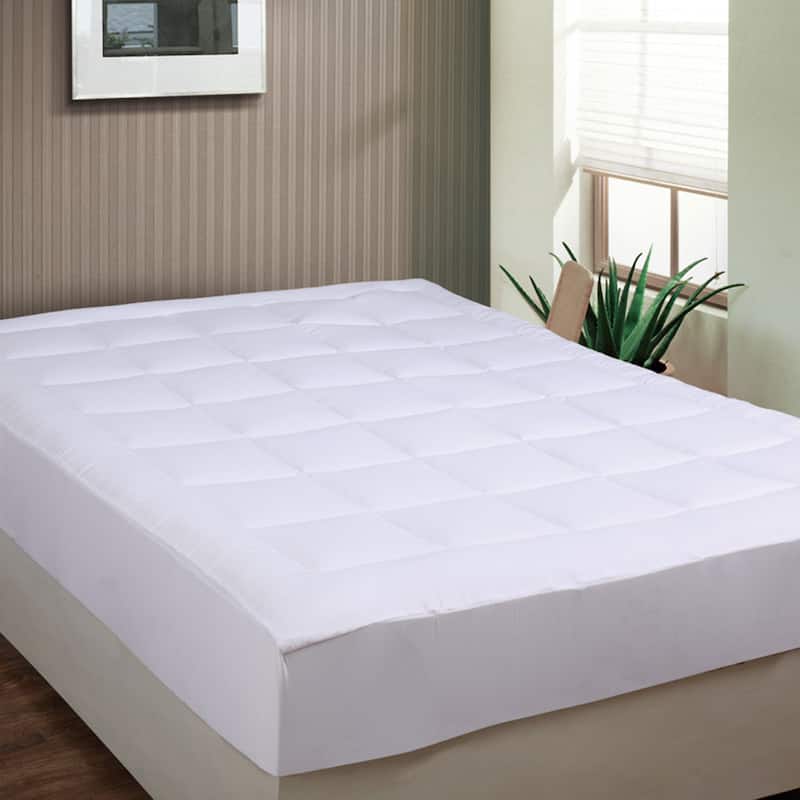 Luxurious Microplush Pillow Top Mattress Pad - White - Twin