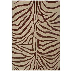 Shop Black Friday Deals On Hand Tufted Zebra Brown Wool Rug 8 X 10 6 Overstock 3358210