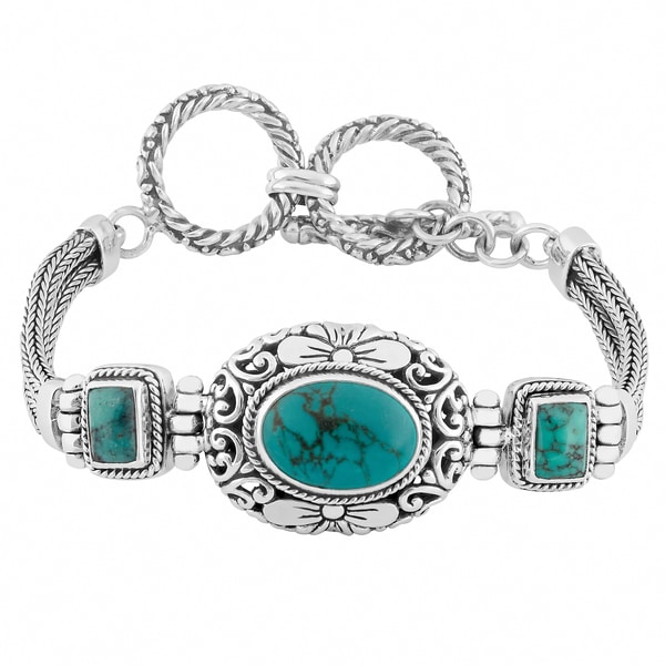 Silver Cawi Motif Turquoise Bracelet (Indonesia)   11453681