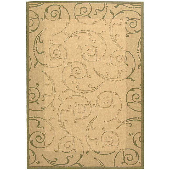 Indoor/ Outdoor Oasis Natural/ Olive Rug (27 X 5) (IvoryPattern FloralMeasures 0.25 inch thickTip We recommend the use of a non skid pad to keep the rug in place on smooth surfaces.All rug sizes are approximate. Due to the difference of monitor colors, 