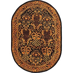 Handmade Majestic Black New Zealand Wool Rug (7'6 x 9'6 Oval) Safavieh Round/Oval/Square