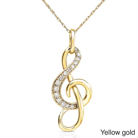 Annello by Kobelli 14k Gold 1/6ct TDW Diamond Musical Note (Treble Clef) Pendant Necklace