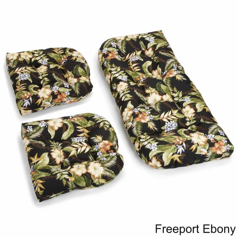 Blazing Needles AllWeather UShape Outdoor Settee Cushions (Set of 3