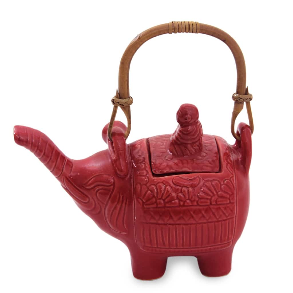 NOVICA Handmade Buddha and the Ruby Elephant Ceramic Teapot (Indonesia)