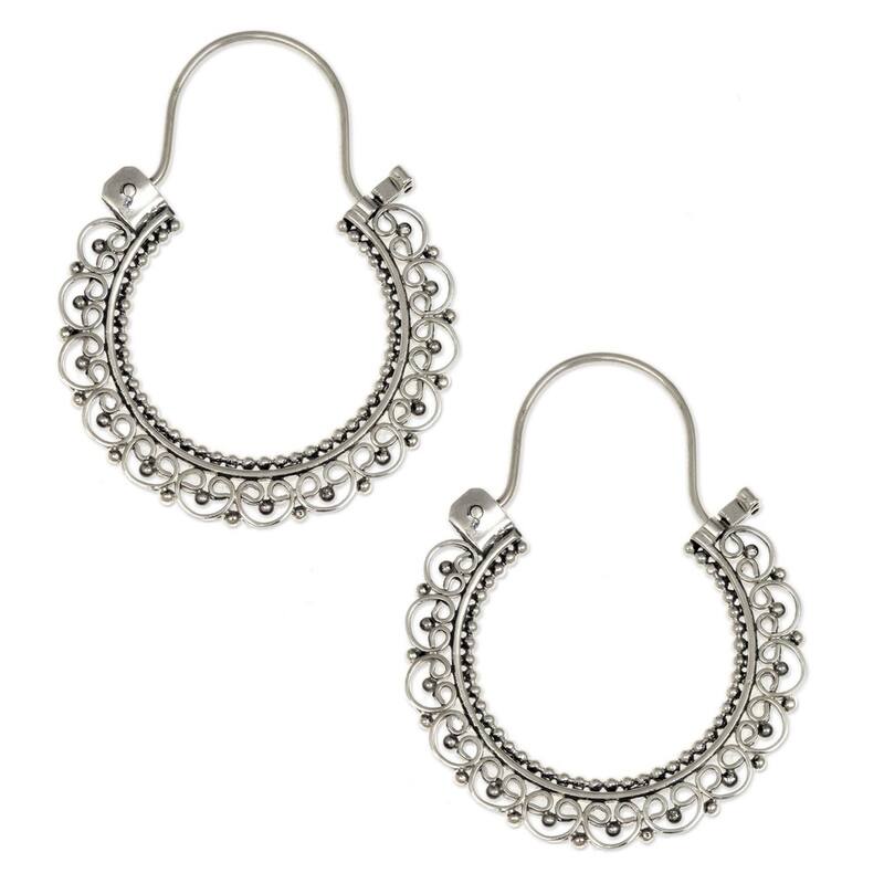 Balinese Lace of 925 Sterling Silver with Repeat Heart Motif Vintage Look Bohemian Womens Endless Ho