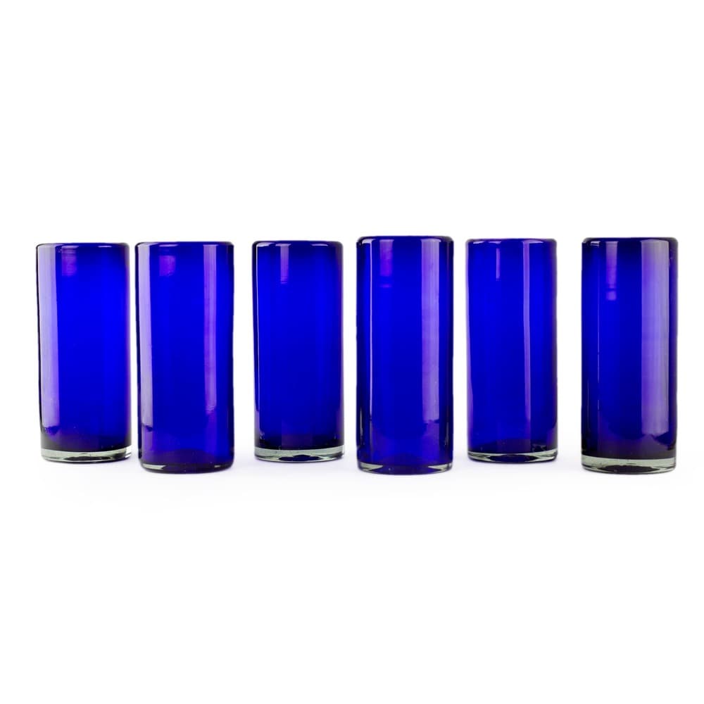 Color Rim Recycled Highball Glasses Set of 2 - Aqua