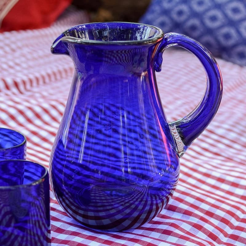 NOVICA Handmade Glass Cobalt Charm Blue Pitcher (Mexico)