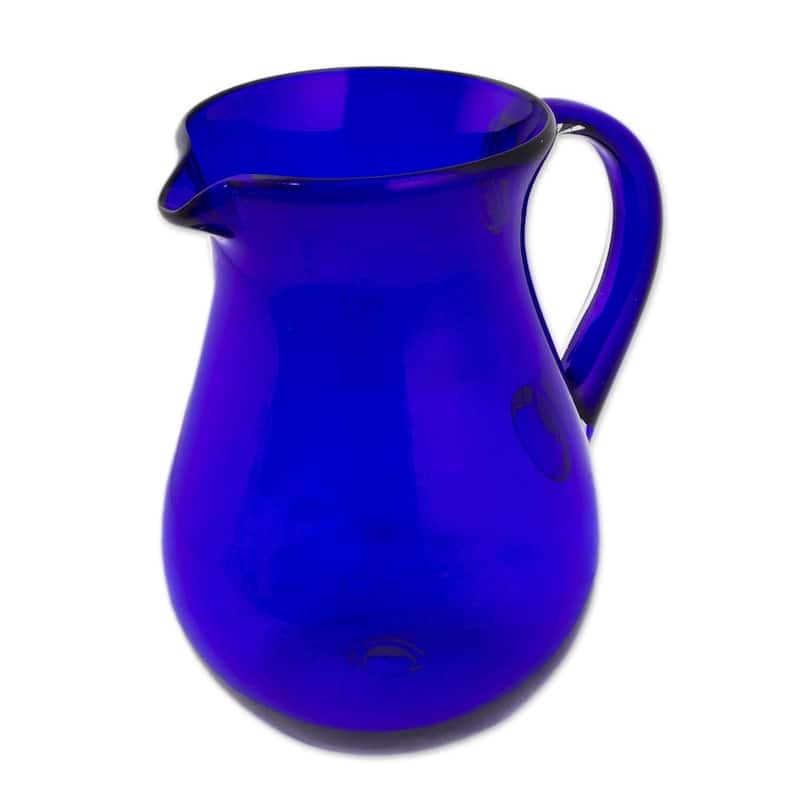 NOVICA Handmade Glass Cobalt Charm Blue Pitcher (Mexico)