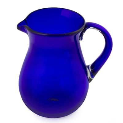 NOVICA Handmade Glass Cobalt Charm Blue Pitcher (Mexico)