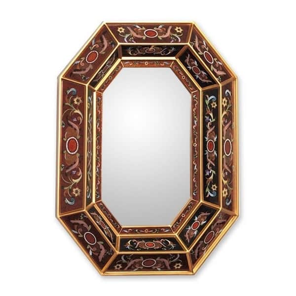 Copper Lands Design Artisan Reverse Painted Glass Floral Bronze Hallway Bedroom Bathroom